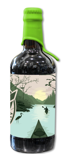 Beer bottle with wax seal and Little Miami Conservancy label